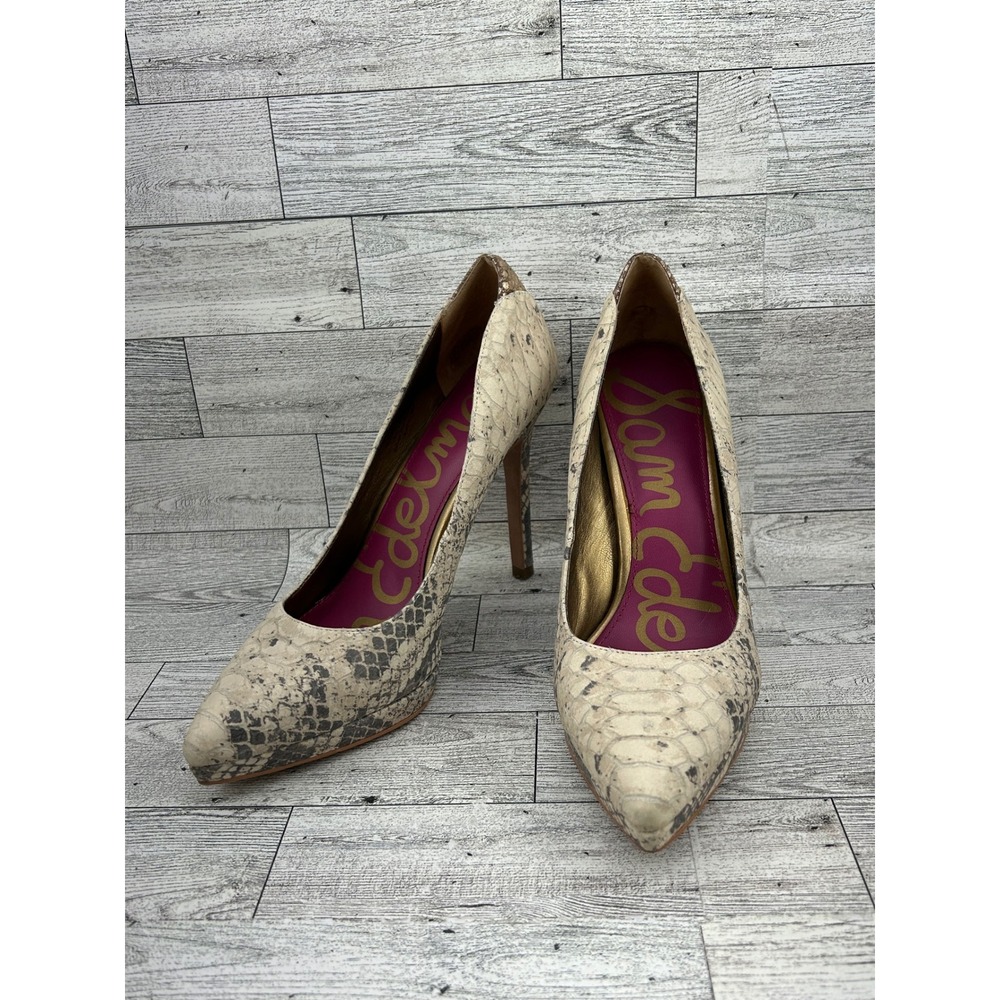 Sam Edelman Celia Snakeskin Pointed Toe Stiletto Heels Shoes‎ Women's 7.5M